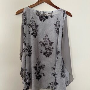 Salt Womens Floral Gray Top Sheer Silhouette Occasion Summer Whimsigoth Small